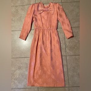 Vintage UNION MADE ILGWU 70s- Bow full length Dress.